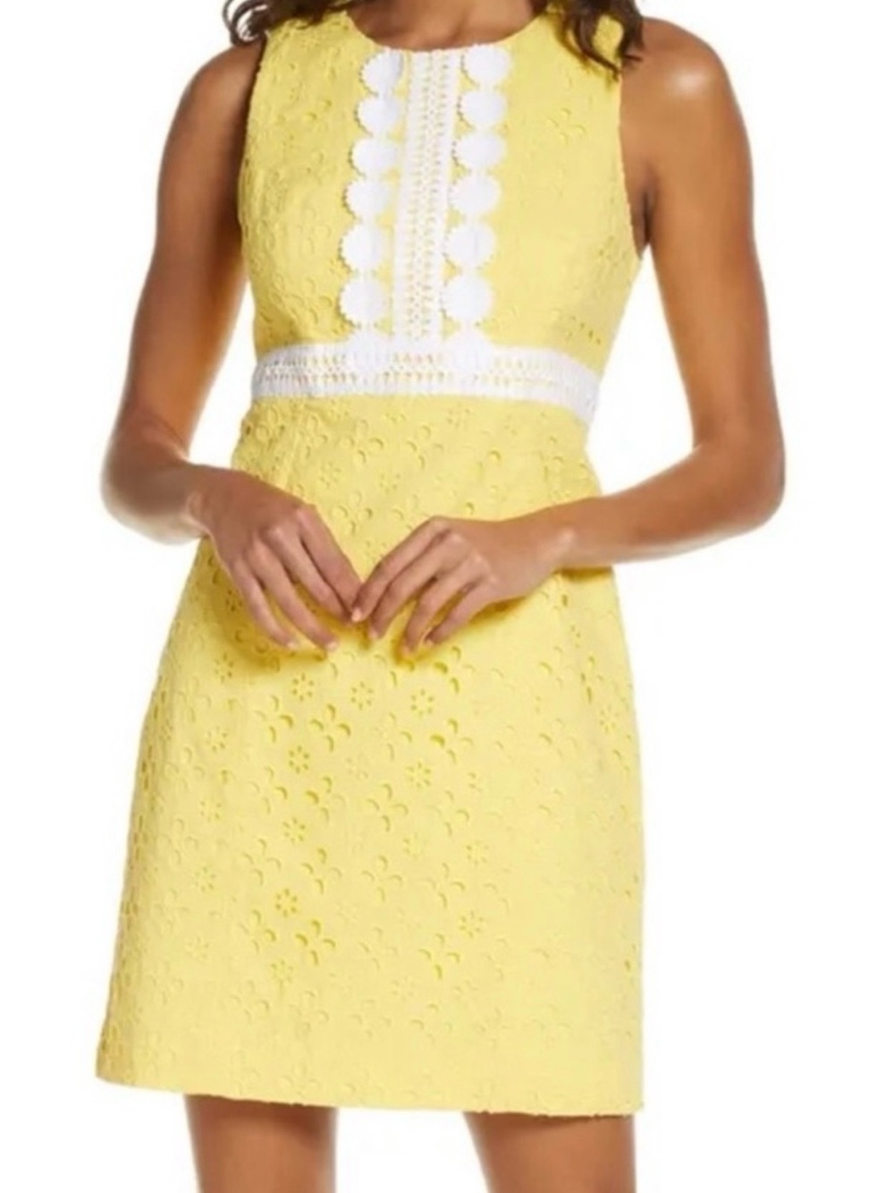 Lilly Pulitzer Railee Shift Dress St. Tropez Yellow Eyelet Size 4